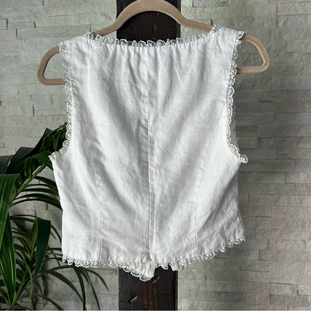 Reformation White “Brenda” Linen Cotton Lace Bustier Blouse Size Small - Picture 10 of 10